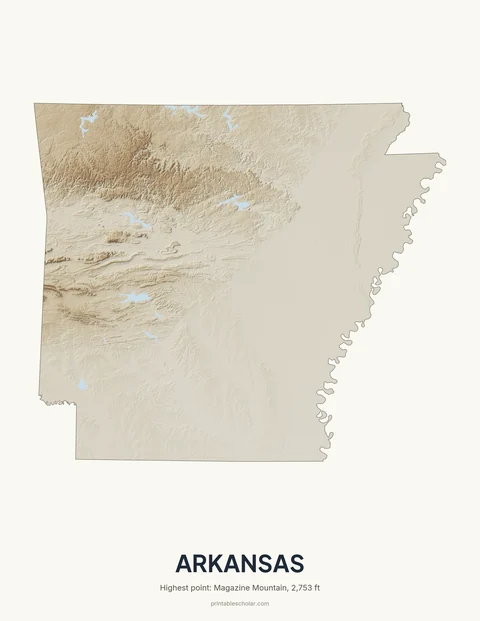 Arkansas relief wall art on a light background