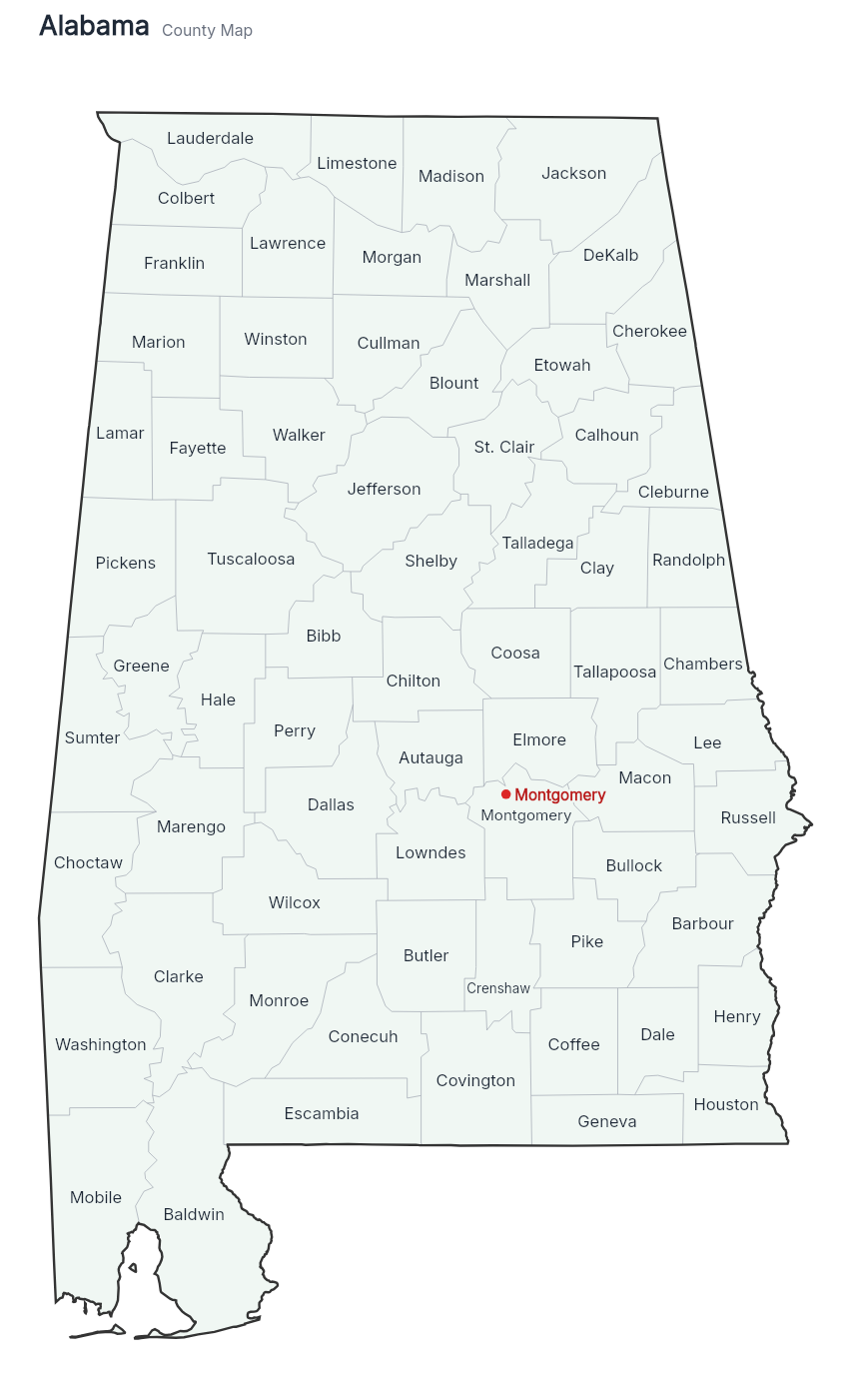 Alabama with counties map