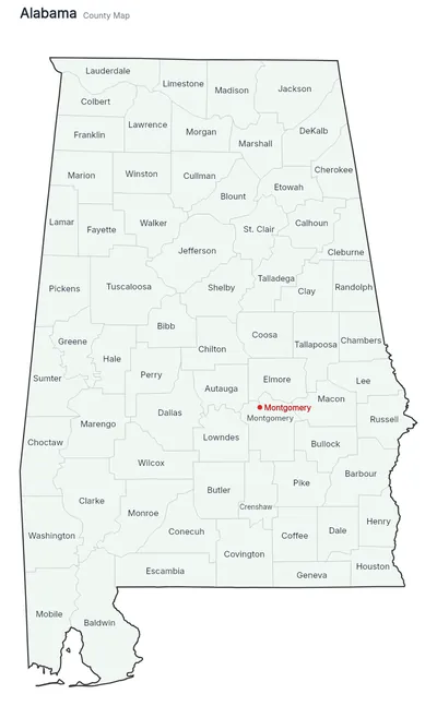 Alabama with counties map