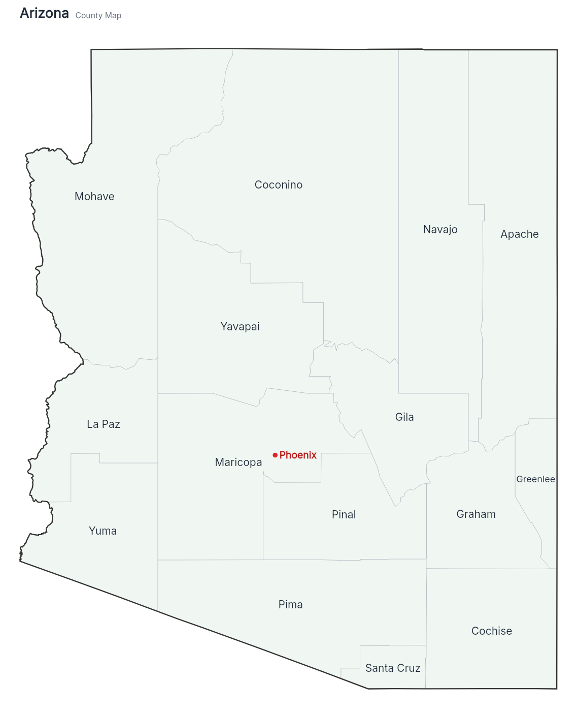 Arizona with counties map