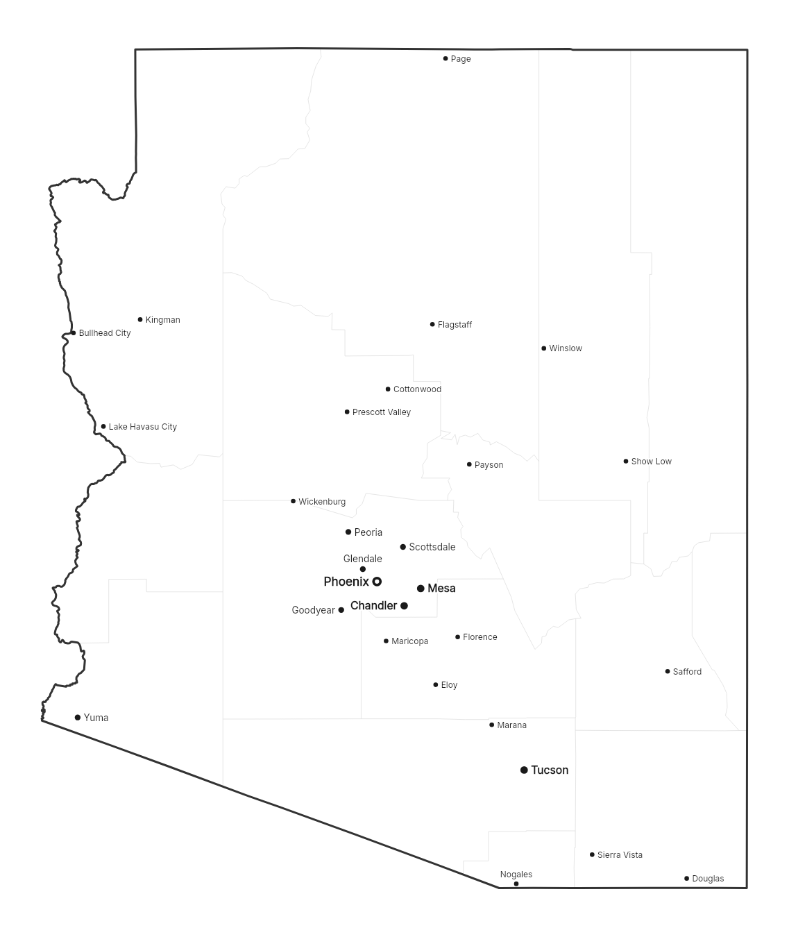 Arizona with cities map