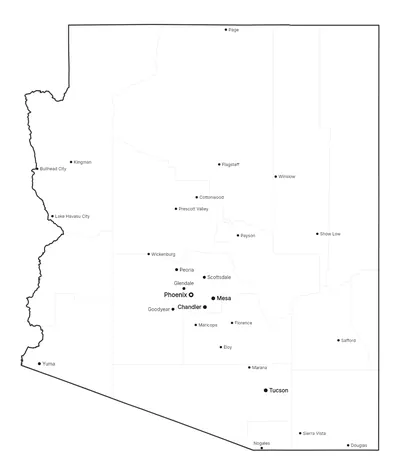 Arizona with cities map