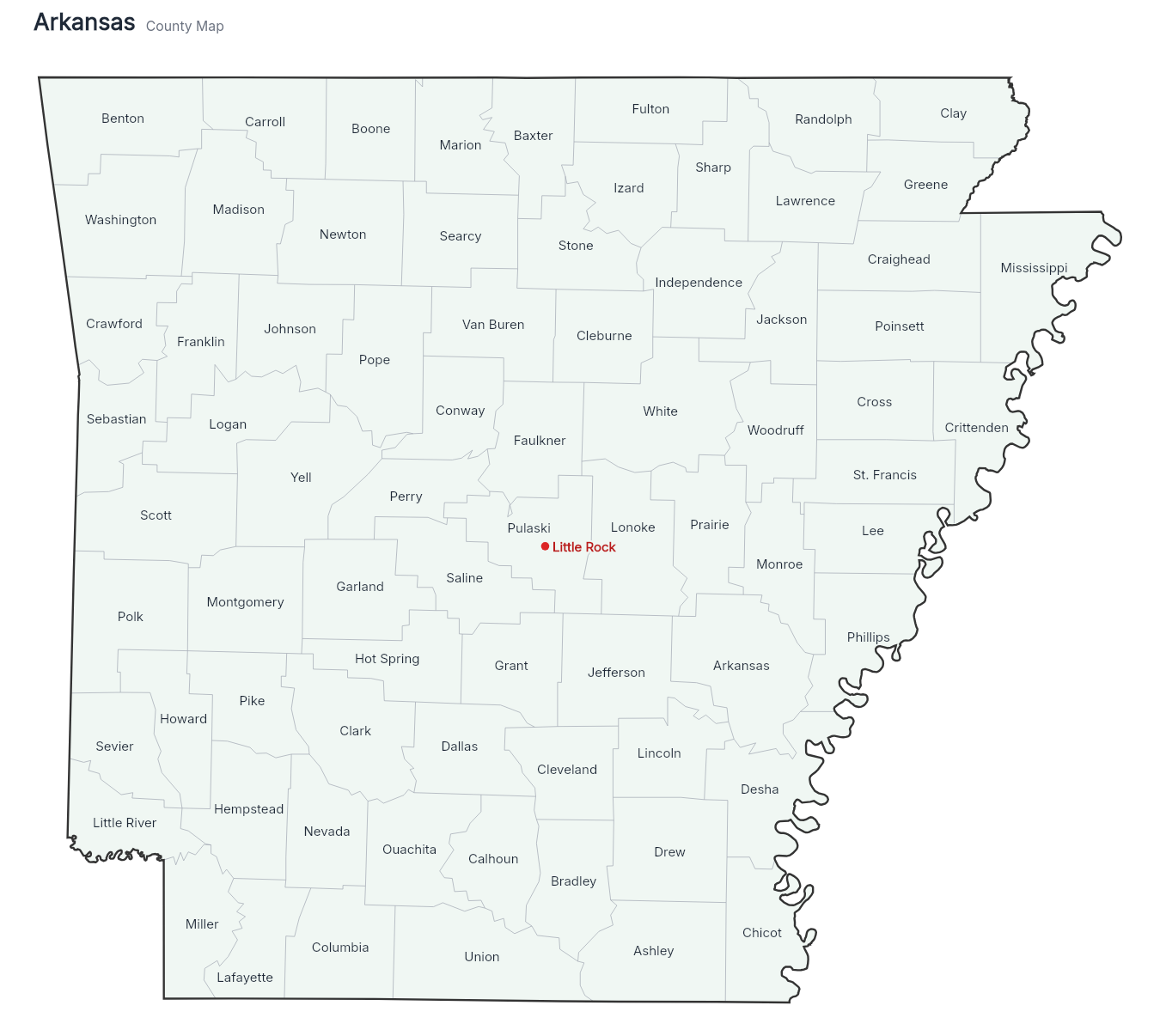 Arkansas with counties map