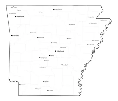 Arkansas with cities map