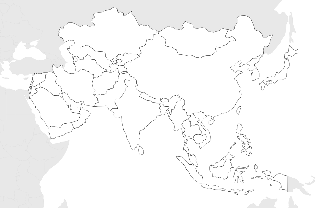Blank Map of Asia - free printable