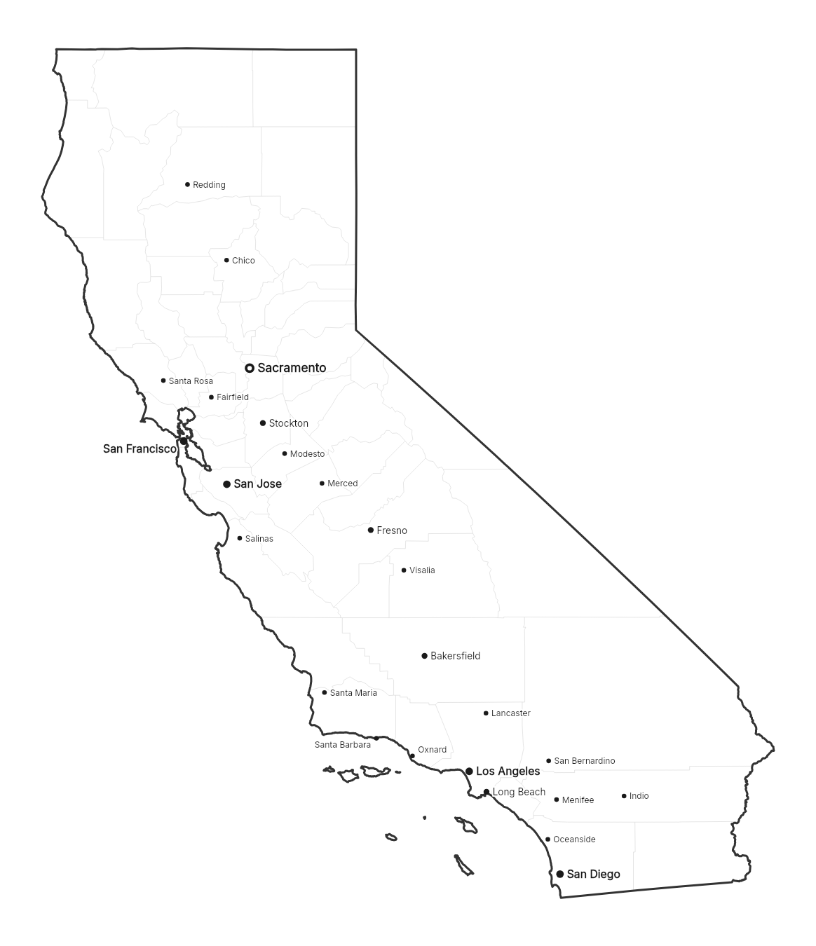 California with cities map