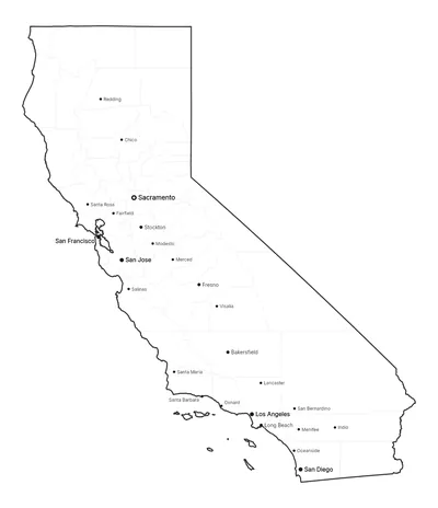 California with cities map