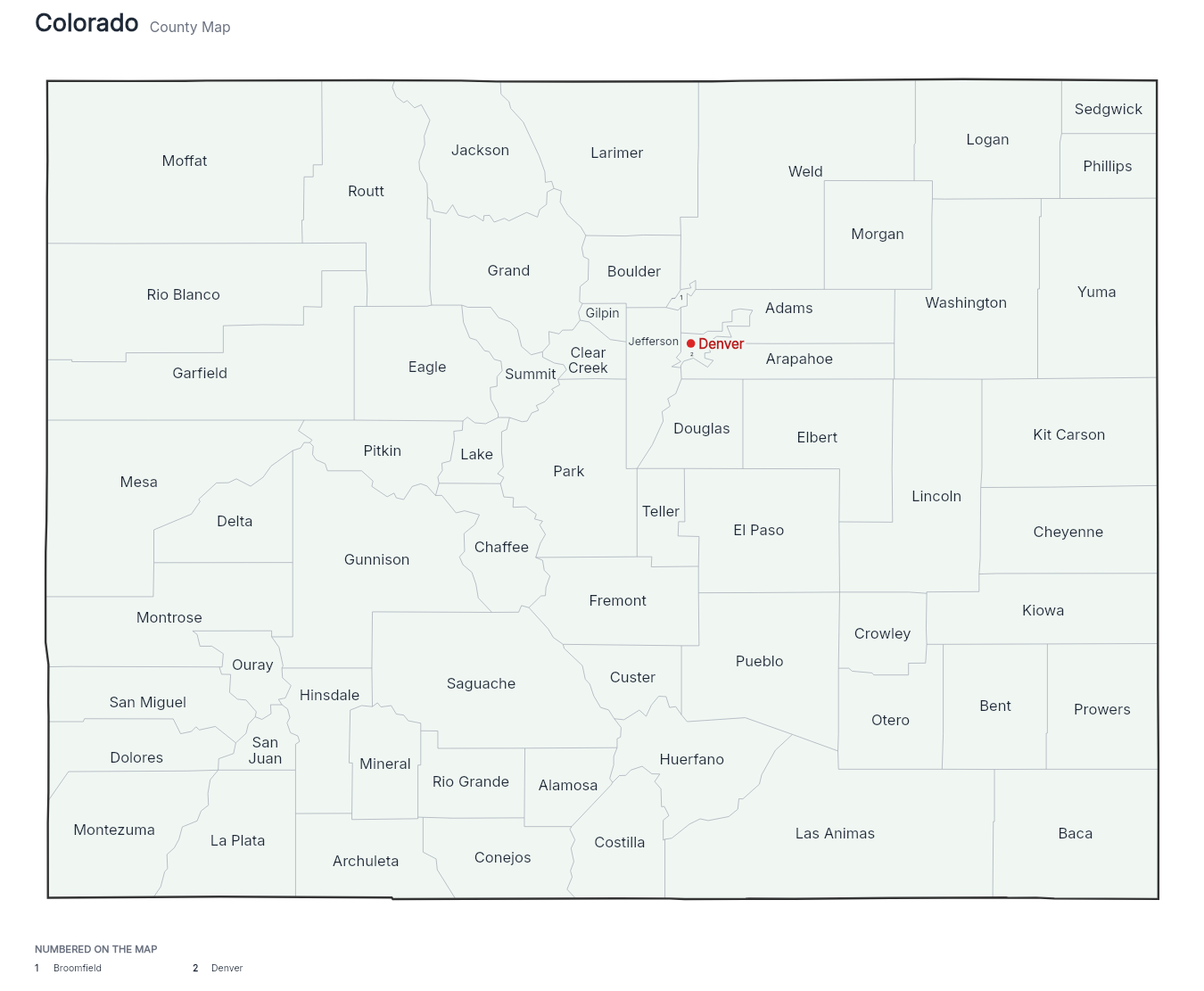 Colorado with counties map