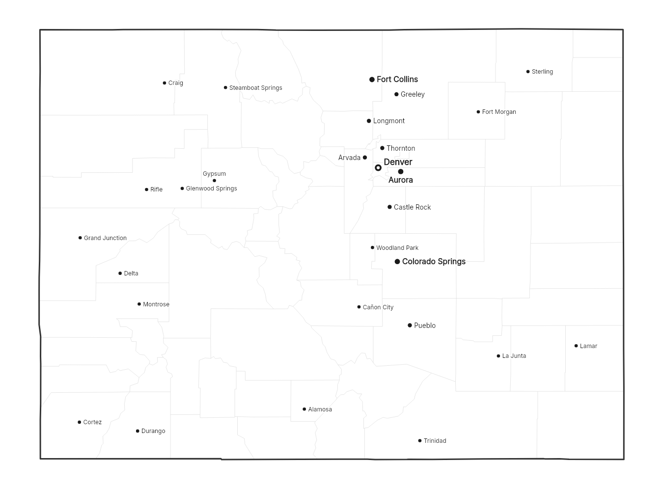 Colorado with cities map