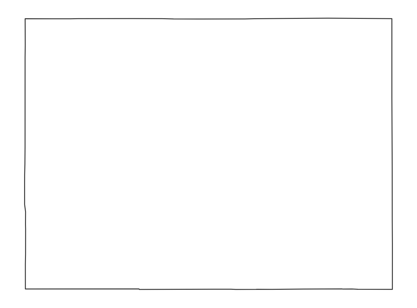Blank outline map of Colorado with no county lines - free printable