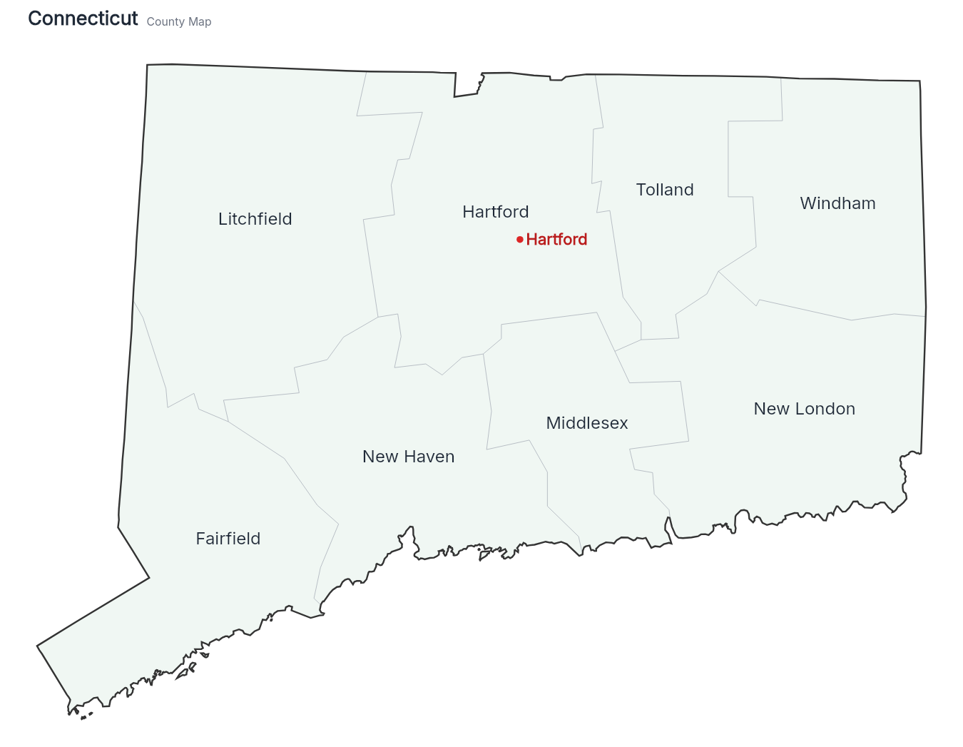 Connecticut with counties map