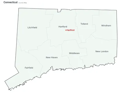 Connecticut with counties map
