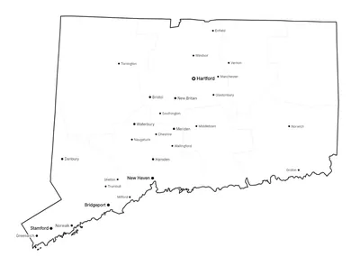 Connecticut with cities map