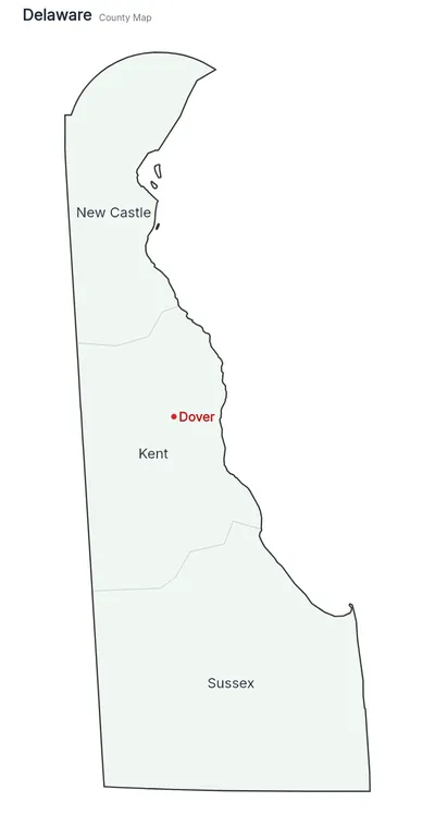 Delaware with counties map