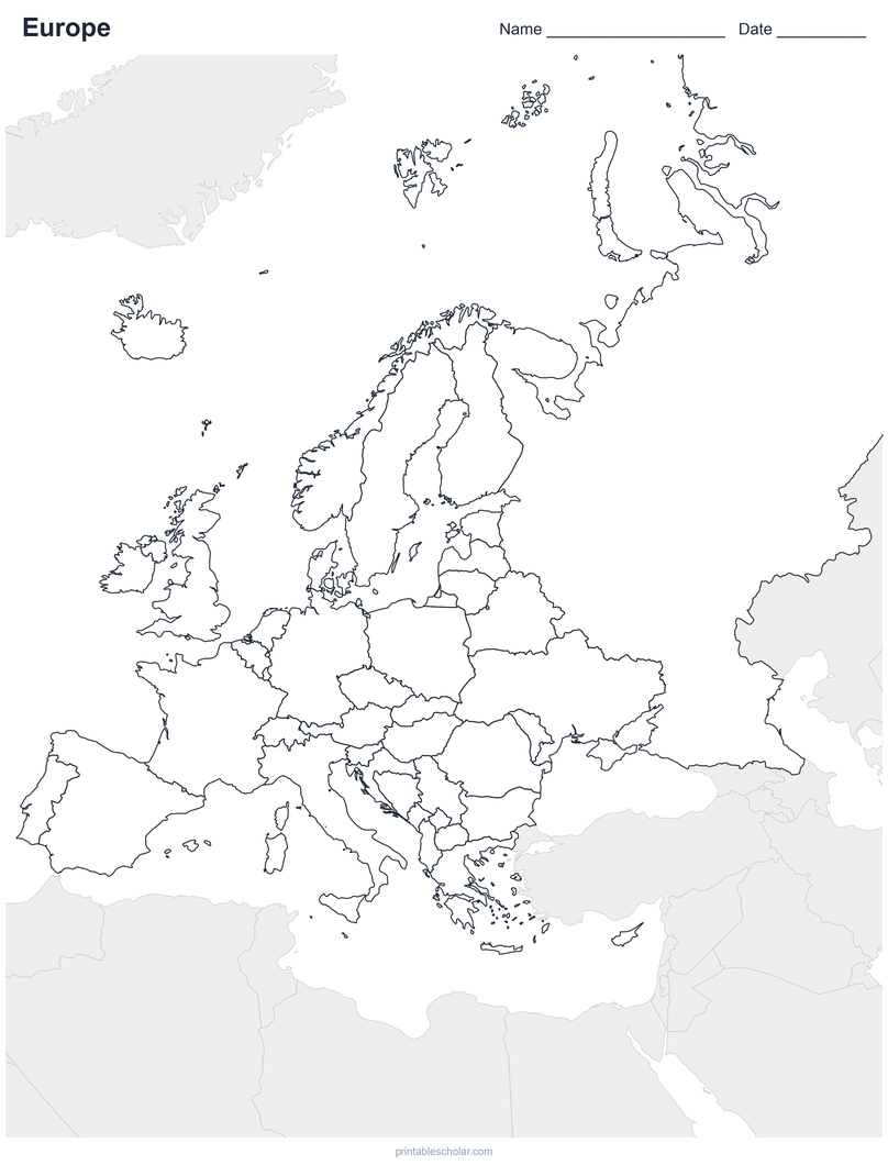 Free Printable Blank Map Of Europe Printable Scholar