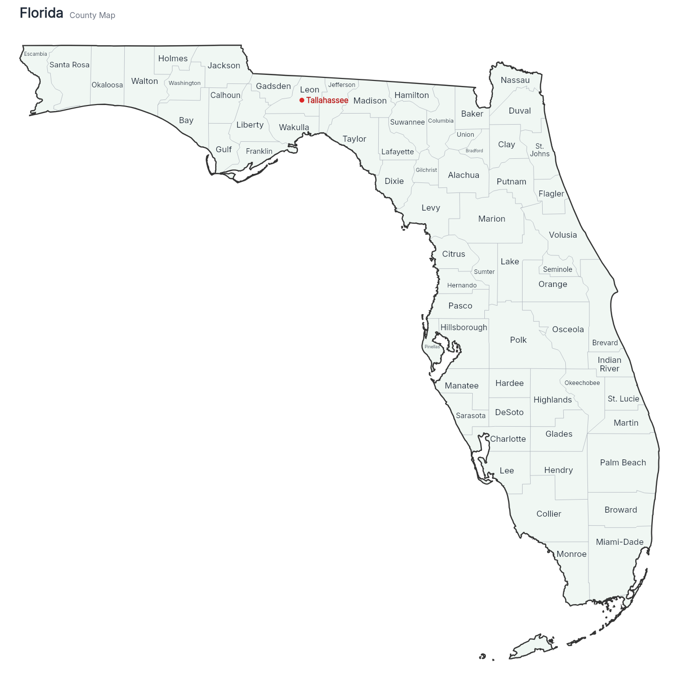 Florida with counties map