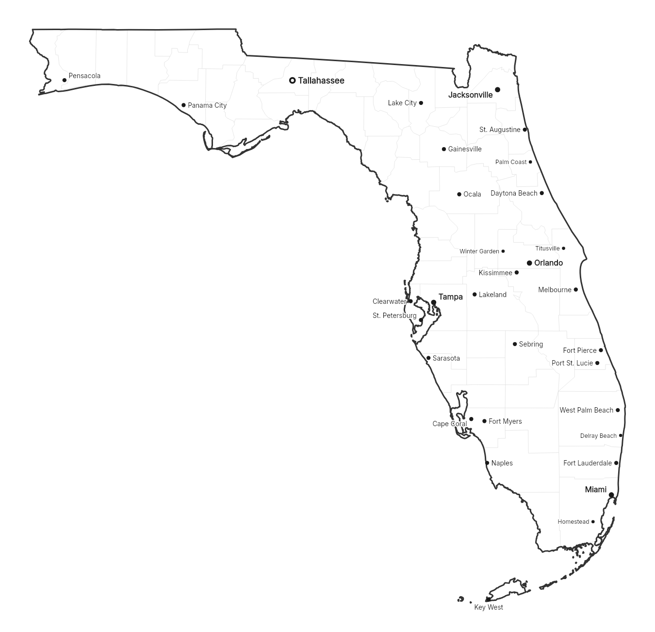 Florida with cities map