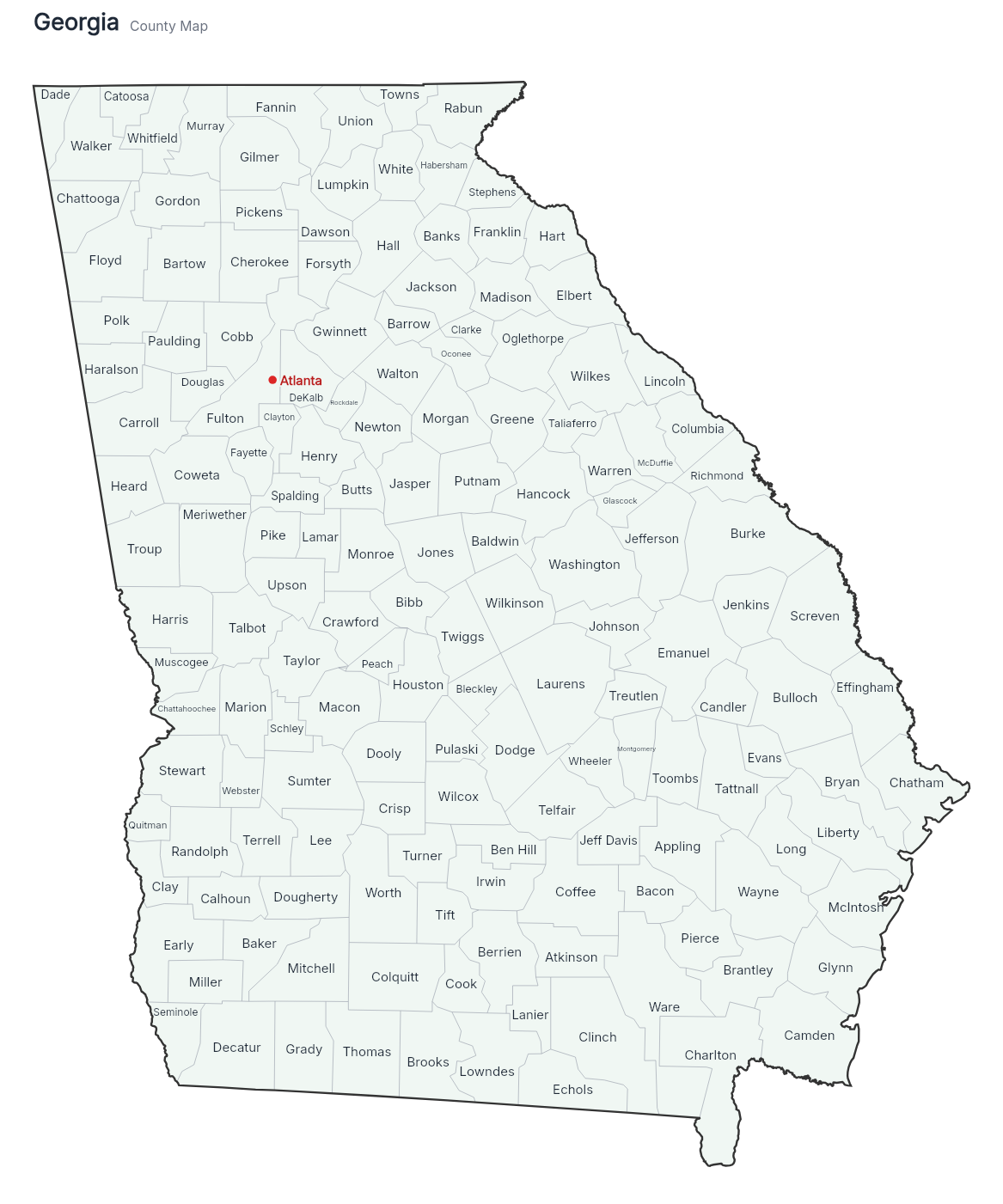 Georgia with counties map
