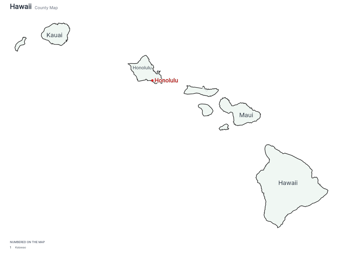 Hawaii with counties map