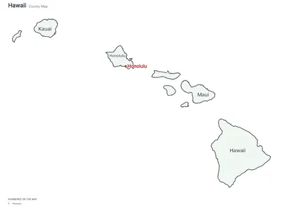 Hawaii with counties map