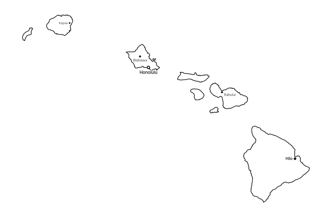 Hawaii with cities map