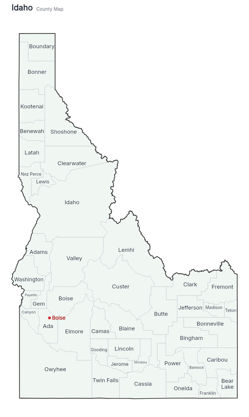 Idaho with counties map