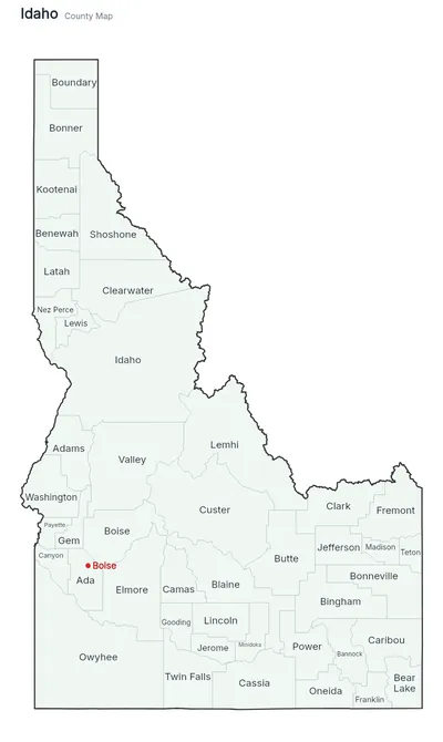 Idaho with counties map