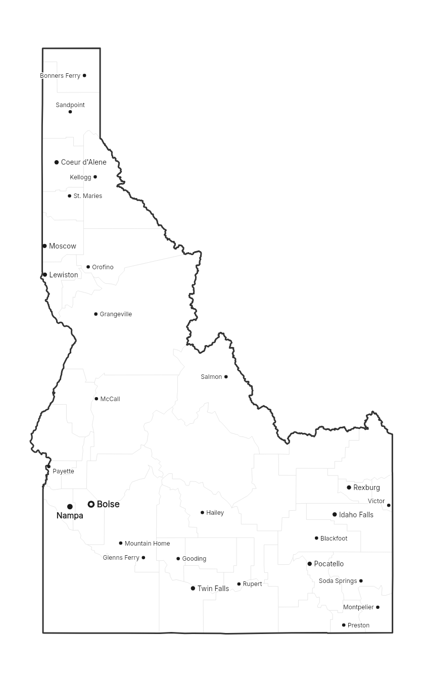 Idaho with cities map