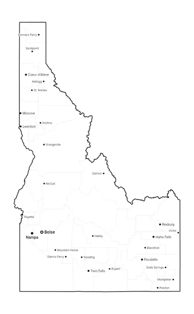 Idaho with cities map