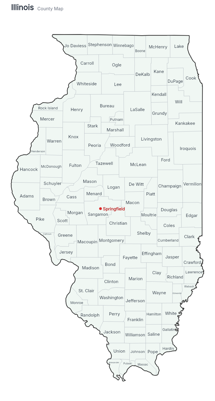 Illinois with counties map