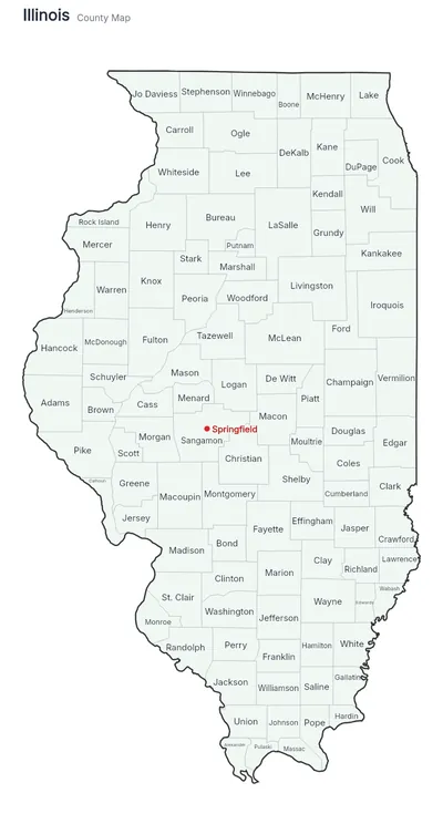 Illinois with counties map