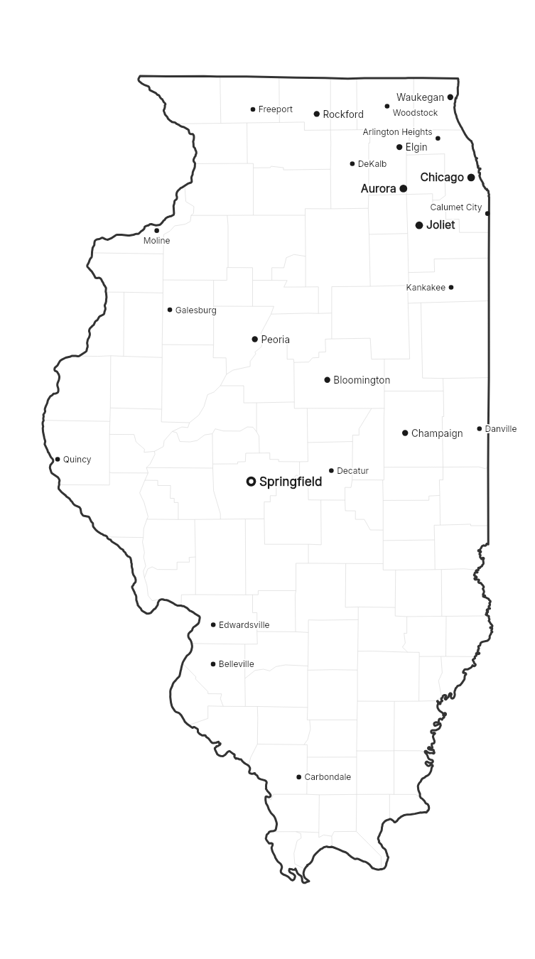 Illinois with cities map