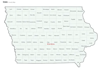 Iowa with counties map