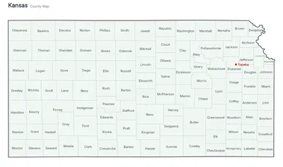 Kansas with counties map