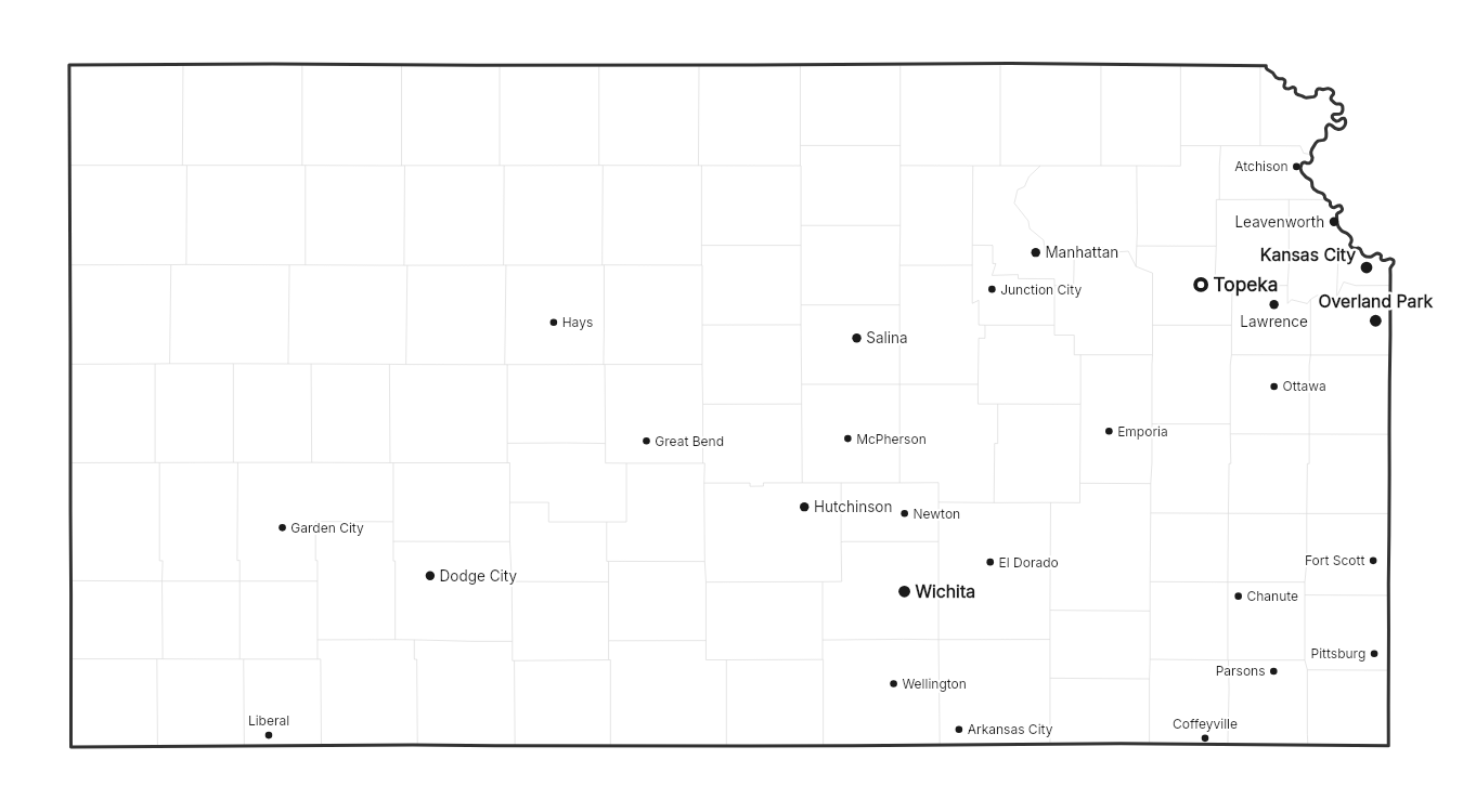 Kansas with cities map