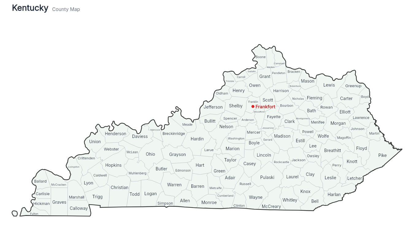 Kentucky with counties map