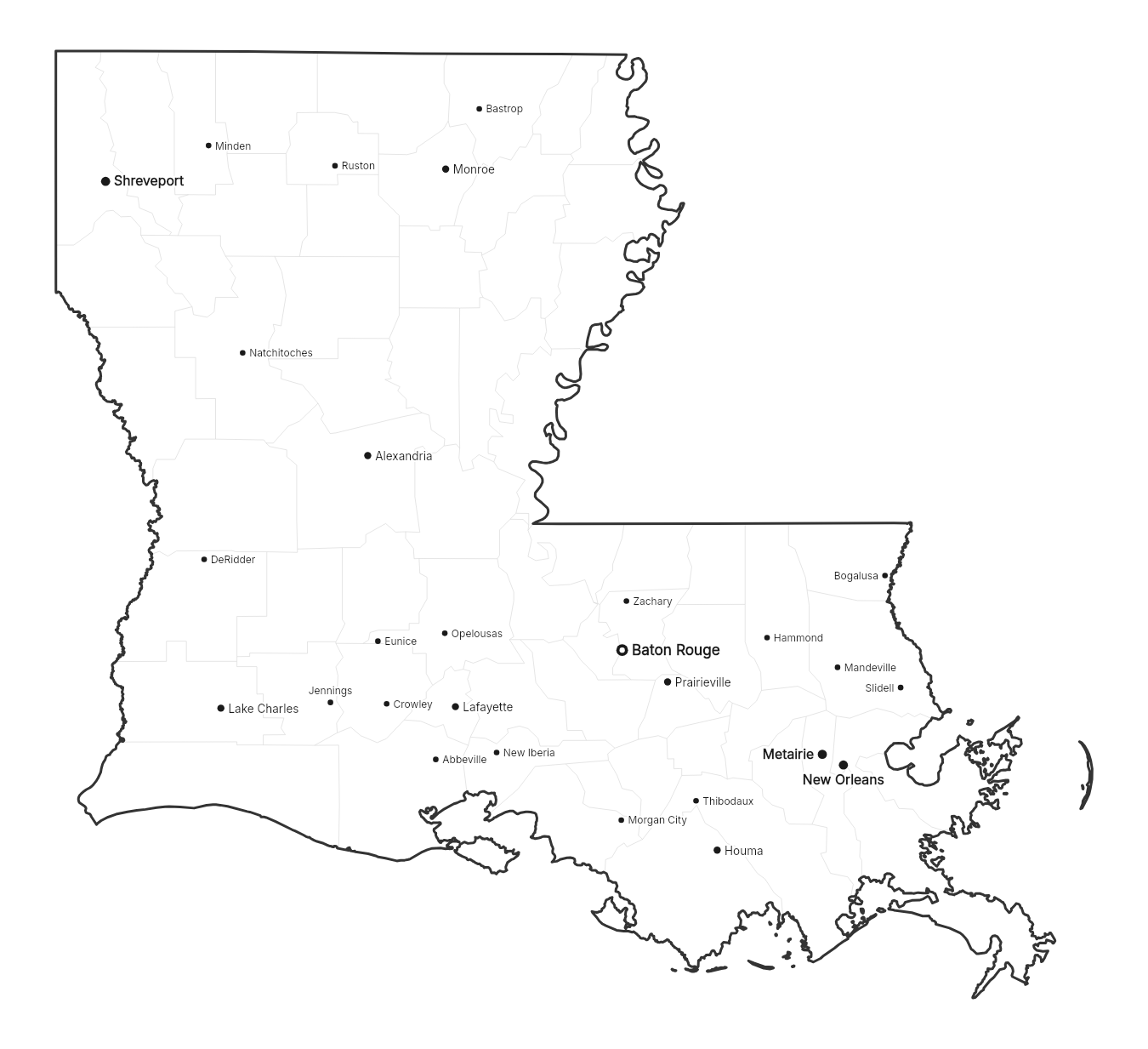 Louisiana with cities map
