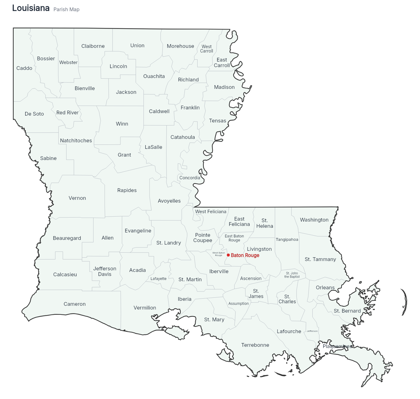 Louisiana with counties map