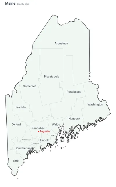 Maine with counties map