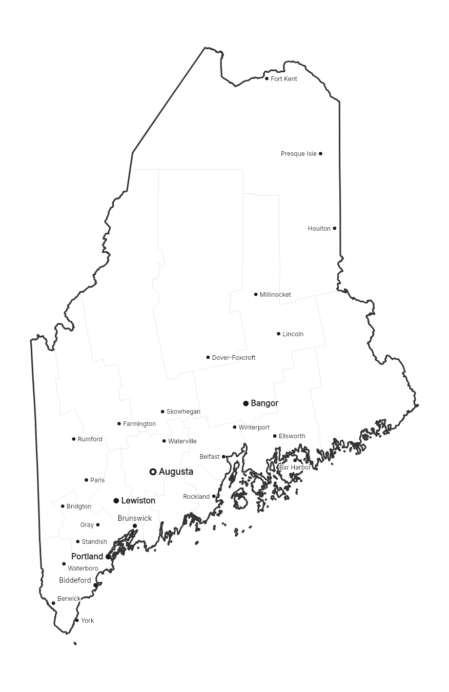 Maine with cities map