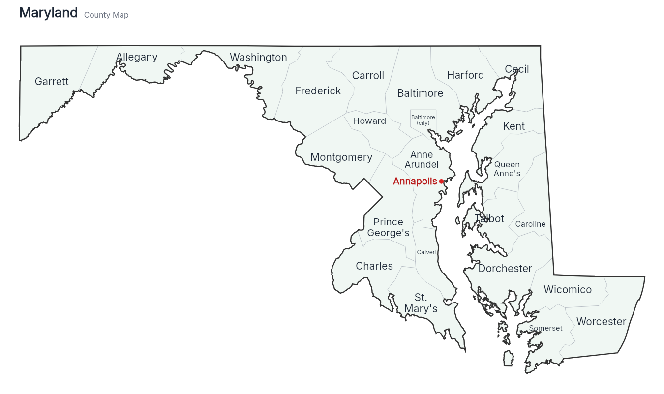 Maryland with counties map