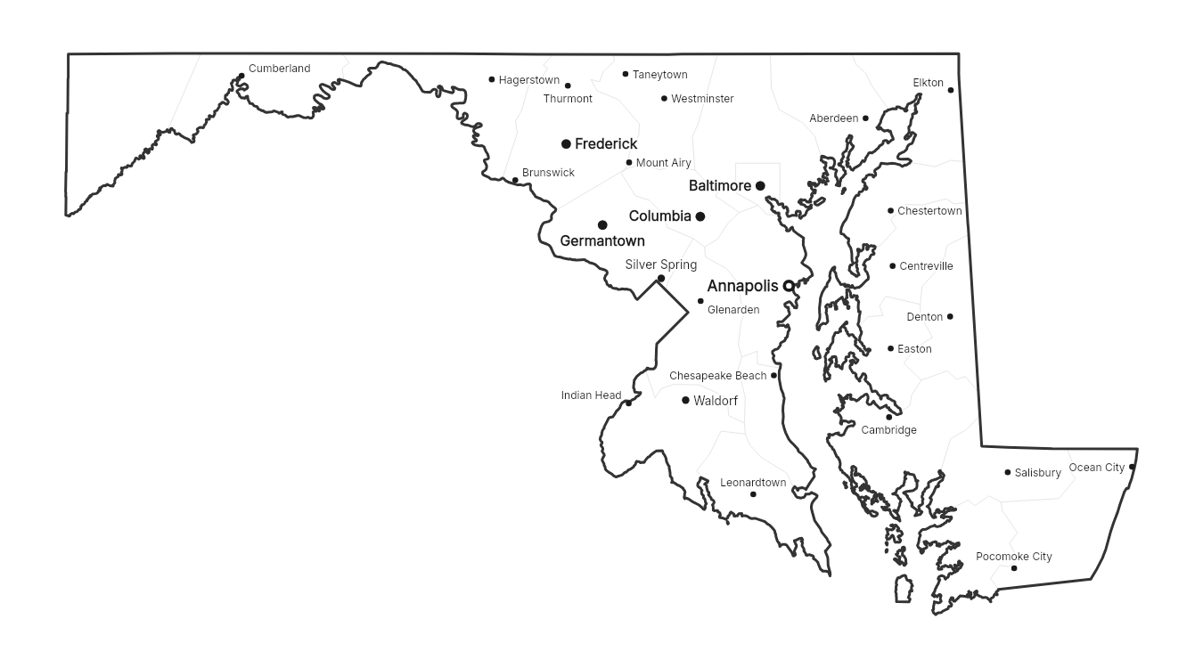 Maryland with cities map