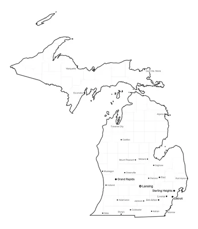 Michigan with cities map