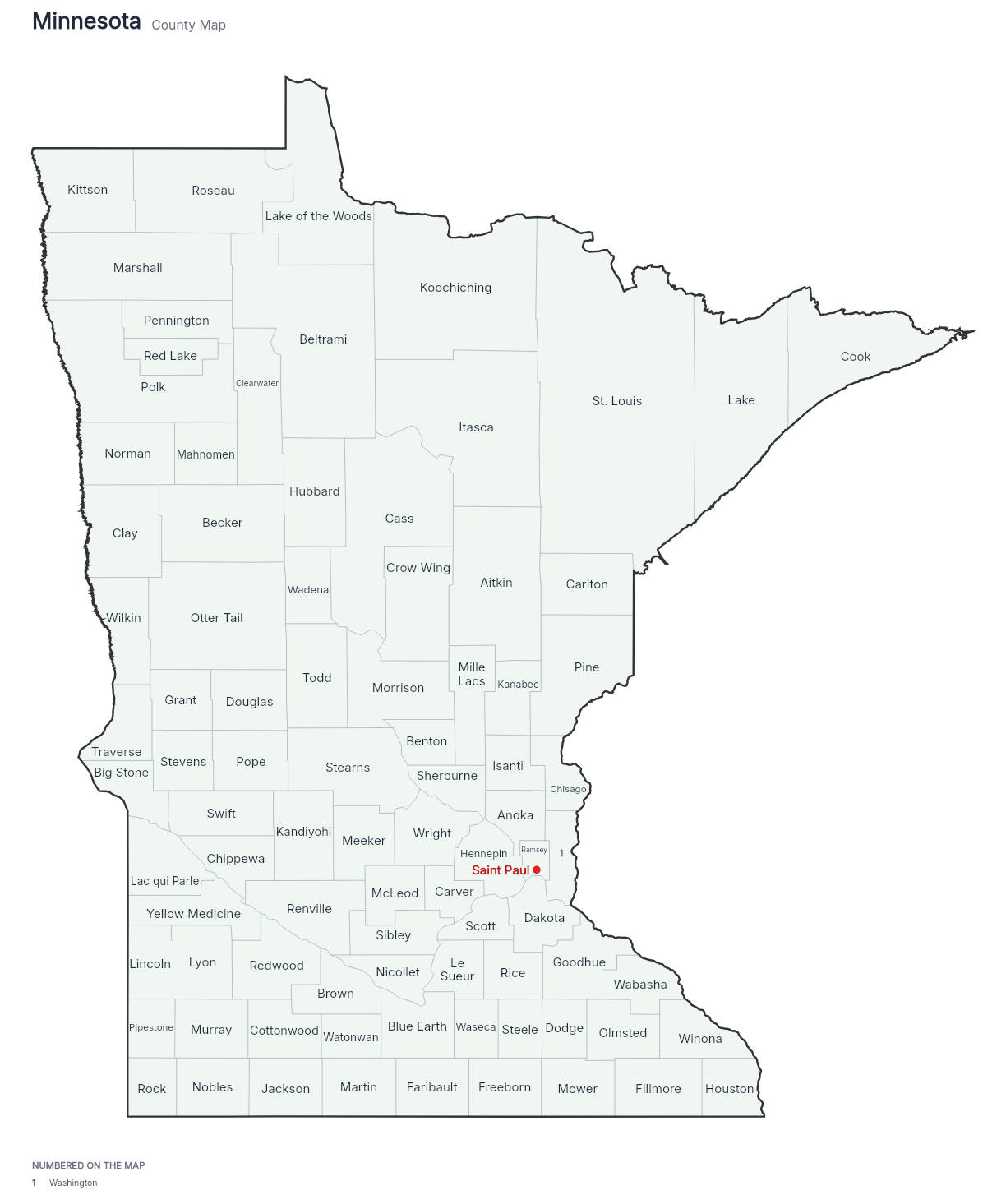Minnesota with counties map
