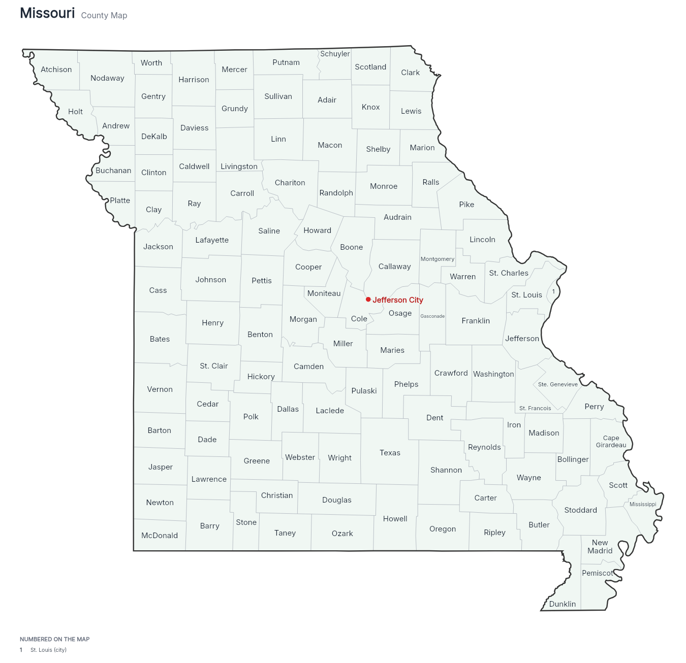 Missouri with counties map