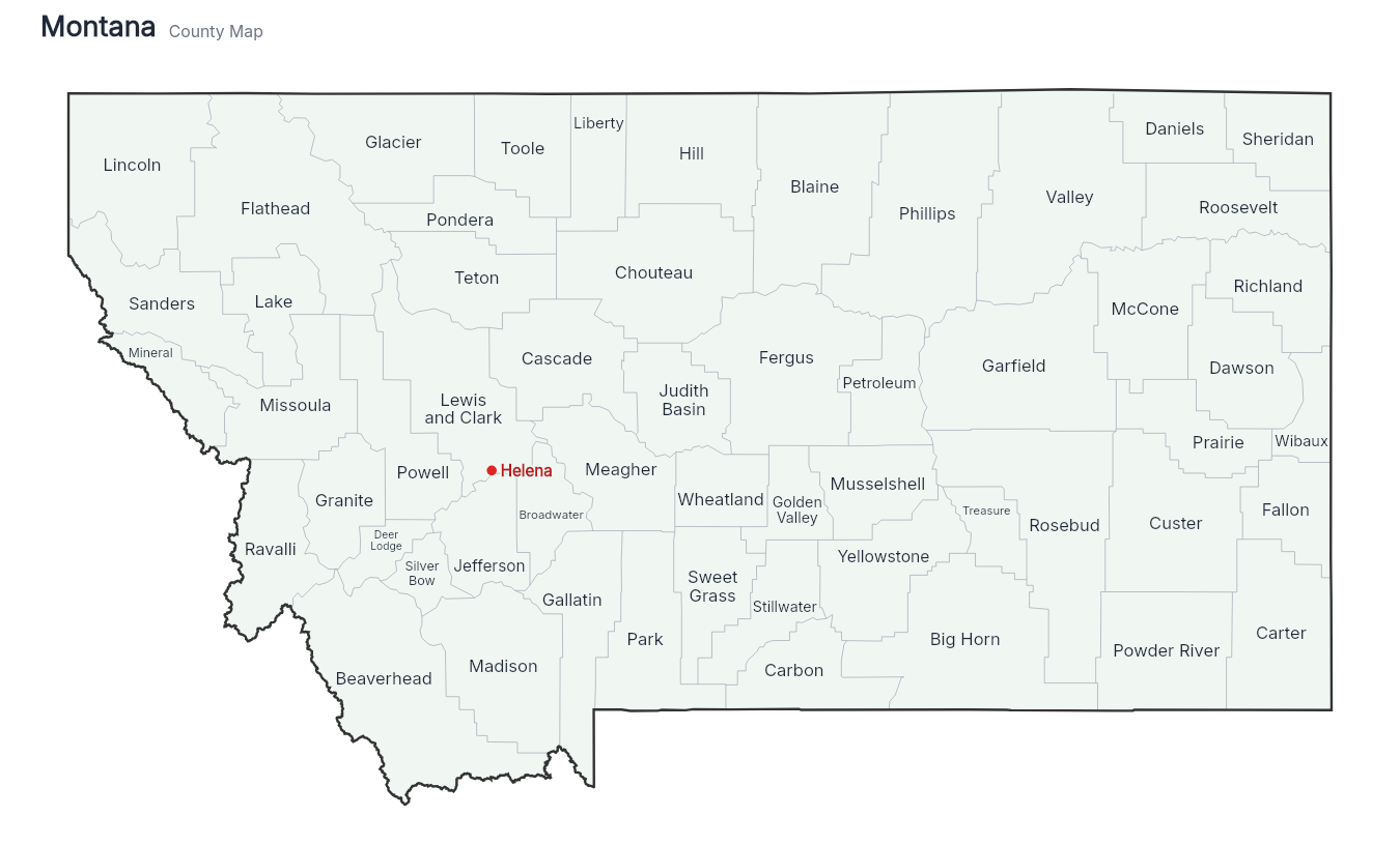 Montana with counties map