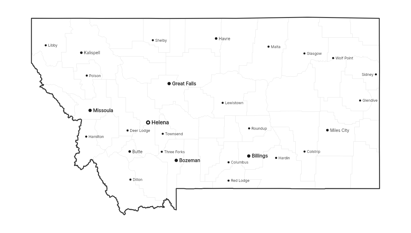 Montana with cities map