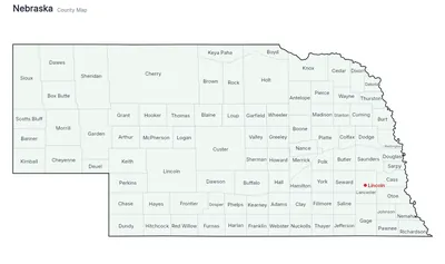 Nebraska with counties map