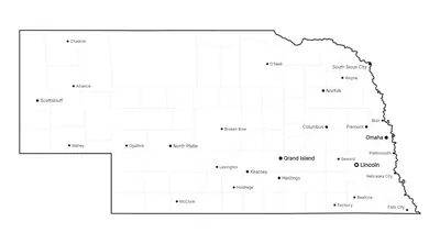 Nebraska with cities map