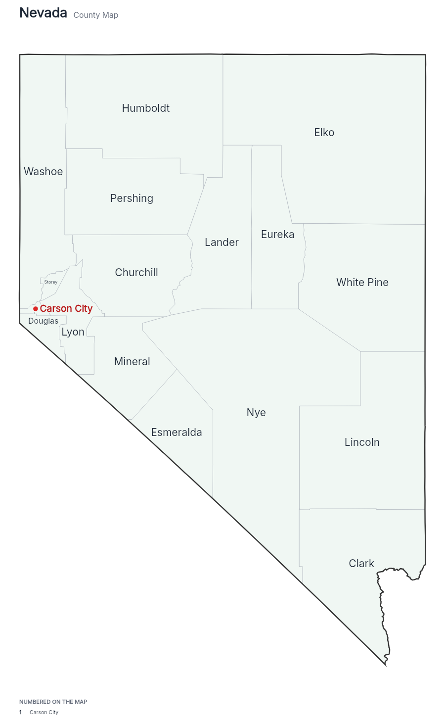 Nevada with counties map